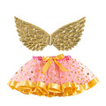 萬聖節cosplay女童七彩網紗蓬裙+金色翅膀二件套(3款)_1