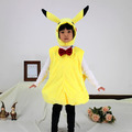 萬聖節cosplay男女童卡通皮卡丘黃色服裝+帽子_3