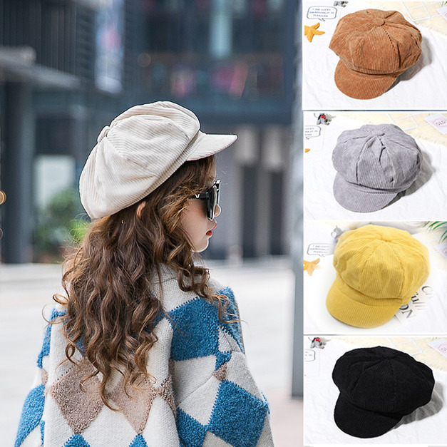 日系甜美秋冬燈芯絨南瓜帽/貝雷帽 (5色)