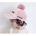 日系甜美秋冬羊羔絨拼接毛球棒球帽 (4色)_1