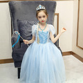 秋裝新款中大童閃亮艾莎公主長披風公主裙(藍色)