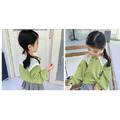 秋冬新款韓版中大童蕾絲領上衣(果綠色)_3