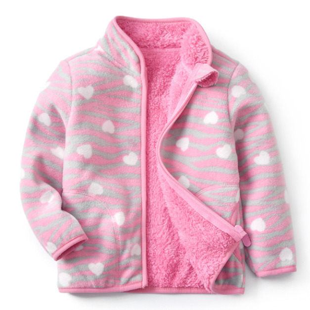 秋冬款韓版外貿搖粒絨加厚粉色愛心外套/夾克