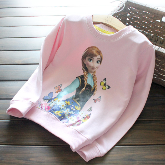 秋裝新款韓版外貿安娜公主純棉毛圈粉色上衣