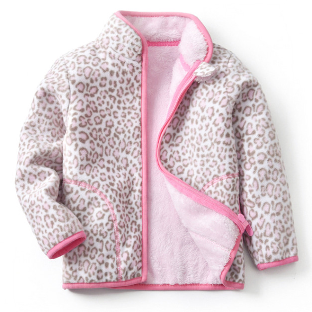 秋冬款韓版外貿搖粒絨加厚粉豹紋連帽外套/夾克