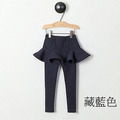 2022春裝款韓版中大童純色假二件棉質裙褲(5色)_4