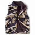 2020秋冬款韓版男童加絨彩色圖案背心(卡其迷彩)