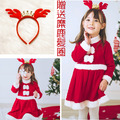 2020秋冬款韓版可愛聖誕紅色公主裙+糜鹿髮圈