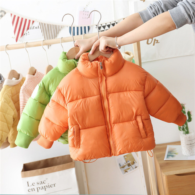 冬款韓版男女童羽絨加厚保暖外套(橘/綠)