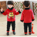 冬款新年男童中國唐裝立領繡花厚棉上衣+長褲套裝