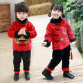 冬款新年男童中國唐裝立領繡花厚棉上衣+長褲套裝_5