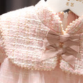 冬款韓版小童加絨小香風蝴蝶結粉色網紗公主裙_3