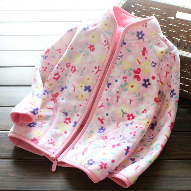 秋冬款韓版外貿搖粒絨加厚粉碎花連帽外套/夾克