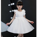夏款中大童刺繡花朵袖禮服/婚紗/公主裙(白色)_1