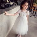 夏款韓版中大童燙銀網紗童話公主裙/禮服(白色)_3