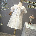 2021夏裝韓版中大童氣質款繡花方領白色公主裙_3