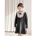 【韓國正品】2020秋款中大童花邊領荷葉邊公主裙(黑色)_4