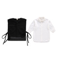 2020秋款韓版中大童休閒白色襯衫+黑色背心二件套_7