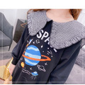 2020冬款韓版加絨中大童娃娃領星球圖案上衣/長版衣_7