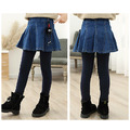 2020冬款加絨韓版中大童棉質假二件牛仔裙褲(藍色)_3