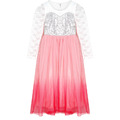 外貿冰雪奇緣亮片蕾絲長袖公主裙(粉色)_4