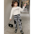2020秋款韓版中大童黑白格寬鬆工裝褲/長褲(現貨)_1