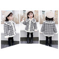 2020冬款韓版小香風格子毛呢夾棉保暖外套(黑色)_7