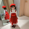 2020冬款韓版小童內搭衣+紅色吊帶公主裙二件套_2