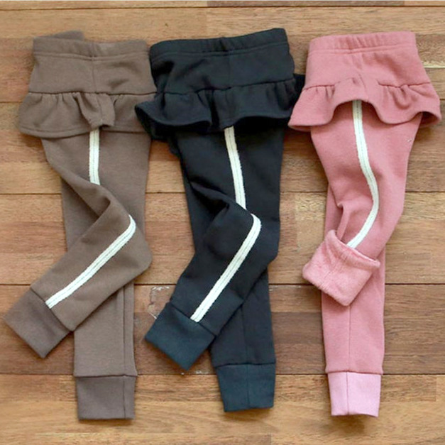 2020冬款加絨韓版中大童荷葉邊不倒絨裙褲(3色)