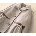 冬款加厚中大童英倫風純色中長款收腰毛呢外套/大衣_4