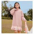 2020冬款韓版中大童百搭荷葉裙長款針織毛衣/連衣裙/親子裝(3色)_5