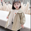 2022冬款加絨韓版小童毛毛領寬版派克服/外套(淺棕色)_5