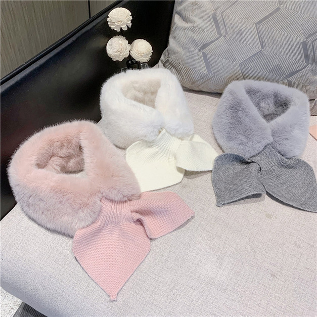 2021冬款韓版可愛毛絨短款保暖圍脖/圍巾(4色)