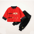 2020冬款厚棉男童新年中國風唐裝外套+長褲二件套