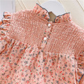 2021春裝韓版中大童小碎花花邊長袖上衣/娃娃衫(粉色)_5