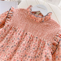 2021春裝韓版中大童小碎花花邊長袖上衣/娃娃衫(粉色)_7