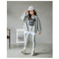 2021春裝韓版中大童休閒運動寬鬆上衣+內搭褲二件套(灰色)_3