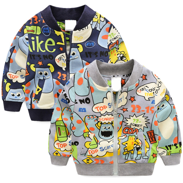 2021春裝韓版男童卡通毛怪棒球外套(2色)
