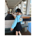 2021春裝韓版小松鼠海軍領上衣+百褶短裙二件套(藍色)_8