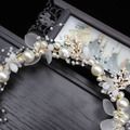 韓版兒童白色珍珠花朵綁帶髮箍/頭飾_2
