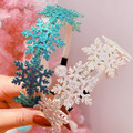 韓版兒童冰雪奇緣閃亮雪花髮箍/頭飾(藍/銀)