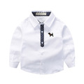 2021春裝韓版中大童男童假領帶小狗圖案長袖襯衫/上衣(3色)