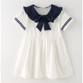 2021夏裝韓版中大童海軍領大蝴蝶結寬鬆連衣裙_7