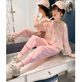 2021春裝韓版中大童愛心休閒上衣+束腳長褲二件套(粉色)_3