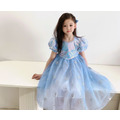 韓版澎澎袖亮片雪花拼接網紗公主裙/花童/畢業禮服(藍色)_1