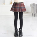 2022秋裝韓版中大童格子裙假二件裙褲(焦糖色)_1