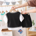 2021夏裝韓版男童黑色背心假二件短袖上衣+短褲二件套_2