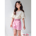 【韓國正品】夏裝純棉中大童高腰粉色休閒短褲_1
