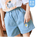 2021夏裝韓版中大童小花刺繡短褲(5色)_4
