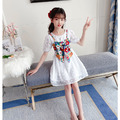 2021夏裝韓版中大童小吊帶花朵澎澎袖公主裙(2色)_5